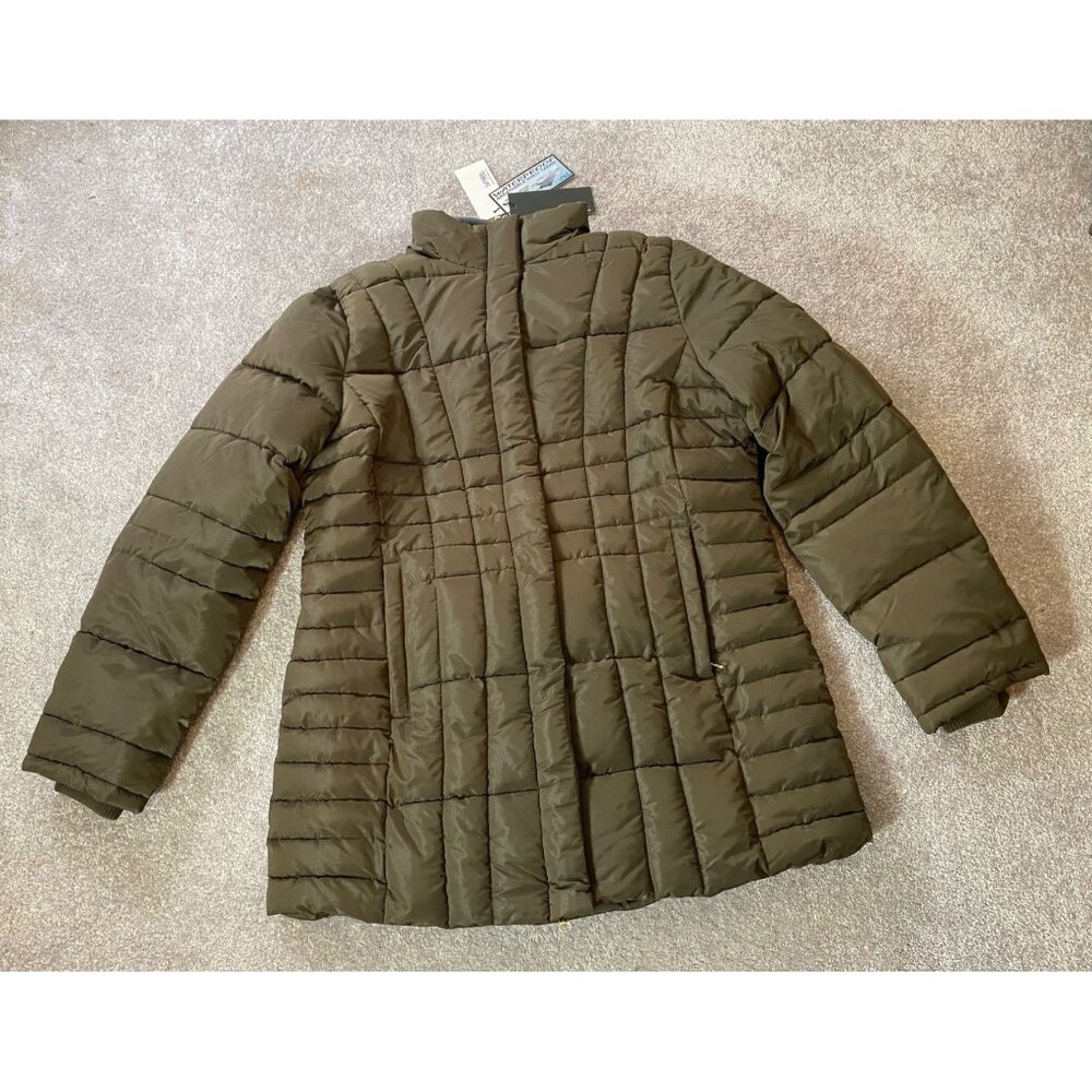 NWT Spire Puffer Jacket 32" Long Water-Resistant Puffer Jacket Olive Green XXL